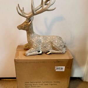 MacKenzie-Childs Holiday Deer Figurine - Cream and Gold